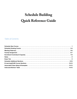 Schedule Building Quick Reference Guide