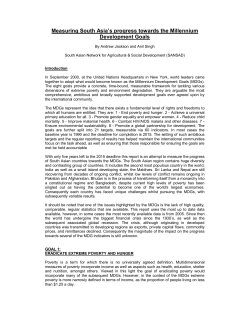 Measuring South Asia`s progress towards the Millennium
