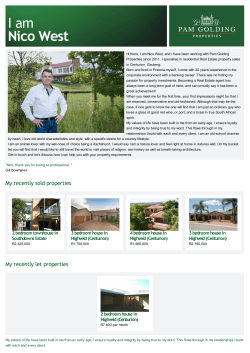 I am Nico West - Pam Golding Properties