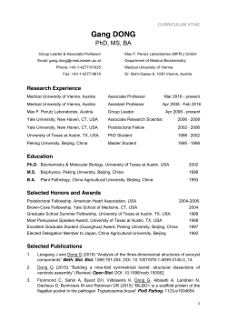 Gang DONG - Max F. Perutz Laboratories