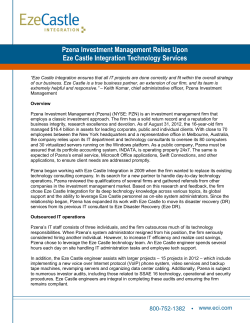 Pzena Investment Management Relies Upon Eze Castle Integration