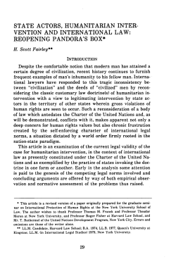 State Actors, Humanitarian Intervention and International Law