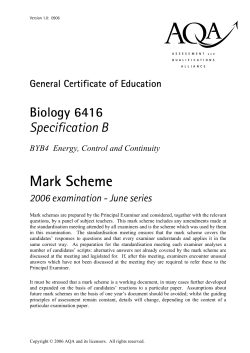 A-level Biology B Mark scheme Unit 4 - Energy, Control and