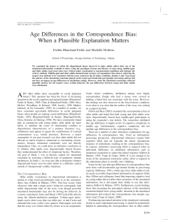 Age Differences in the Correspondence Bias: When a Plausible