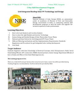 Date: 9th March-10th March, 2017 Venue: NISE, Gurgaon 2