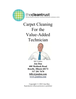 Carpet Cleaning For the Value-Added Technician - Jon-Don