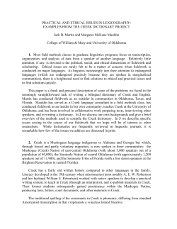 PRACTICAL AND ETHICAL ISSUES IN LEXICOGRAPHY