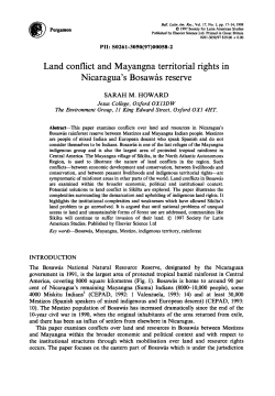 Land conflict and Mayangna territorial rights in Nicaragua`s Bosawfis