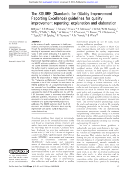 The SQUIRE (Standards for QUality Improvement Reporting