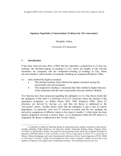 Japanese Superlative Constructions: Evidence