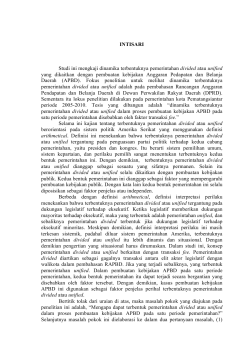 INTISARI Studi ini mengkaji dinamika terbentuknya