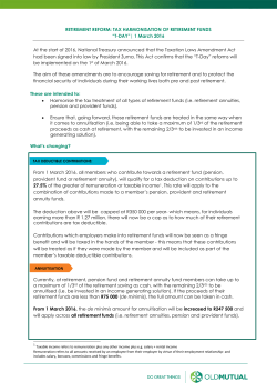 RETIREMENT REFORM: TAX HARMONISATION OF