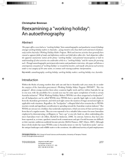 Reexamining a" working holiday": An autoethnography