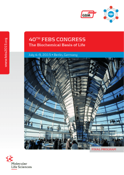 40th febs congress - Gesellschaft f&uuml;r Biochemie und Molekularbiologie