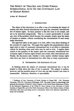 The Effect of Treaties and Other Formal International Acts On the