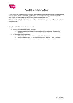 Form Gifts and Inheritance Table