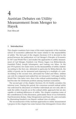 Austrian Debates on Utility Measurement from Menger to Hayek