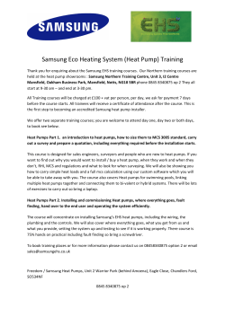 Samsung Eco Heating System (Heat Pump) Training
