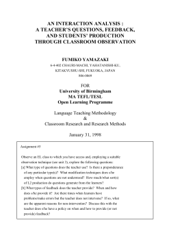 an interaction analysis : a teacher`s questions, feedback, and