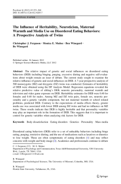 The Influence of Heritability, Neuroticism, Maternal Warmth and