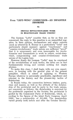 "LEFT-WING" COMMUNISM&mdash;AN INFANTILE