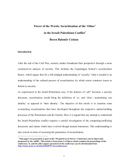 The Tale of Two Peoples: Origins of Israeli and Palestinian Sec