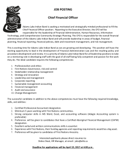 JOB POSTING Chief Financial Officer