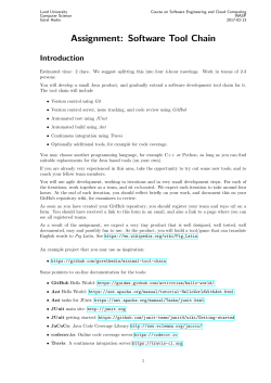Assignment: Software Tool Chain