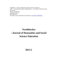 Nordidactica - Journal of Humanities and Social