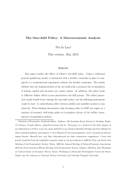 The One-child Policy: A Macroeconomic Analysis Pei