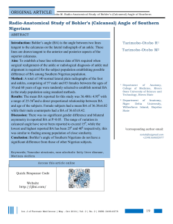 Radio-Anatomical Study of Bohler`s (Calcaneal) Angle of Southern