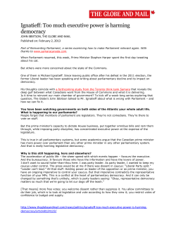 Ignatieff: Too much executive power is harming democracy