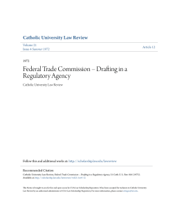 Federal Trade Commission &acirc;&bull;fi Drafting in a Regulatory Agency