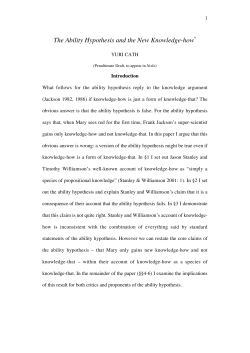 The Ability Hypothesis and the New Knowledge-how*