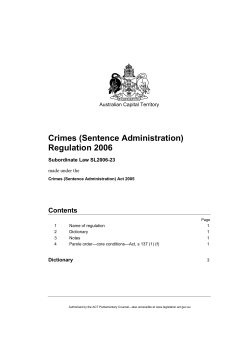 Crimes (Sentence Administration) Regulation 2006