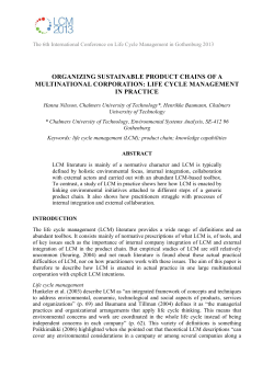 Organizing sustainable product chains of a multinational corporation