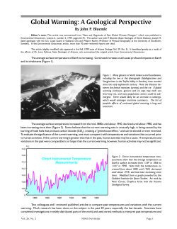 Global Warming: A Geological Perspective