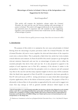 Miscarriages of Justice in Ireland: A Survey of the Jurisprudence
