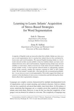 Learning to Learn: Infants` Acquisition of Stress