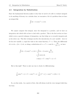 4.5 Integration by Substitution
