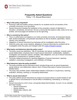 Policy 1.15 - Sexual Misconduct FAQ