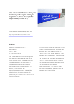 Simon Bulmer / William Paterson: Germany`s role in the handling of
