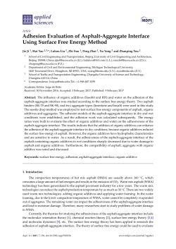 Adhesion Evaluation of Asphalt-Aggregate Interface Using Surface