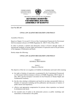 Law No. 02/L-65 CIVIL LAW AGAINST DEFAMATION AND INSULT