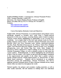 SYLLABUSEnglish 4420--Contemporary Africana Womanist Writers