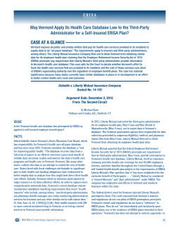 ERISA May Vermont Apply Its Health Care Database Law to the