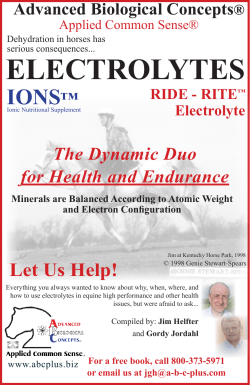 electrolytes - Advanced Biological Concepts