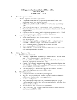 Cold Agglutinin Syndrome (CAS)