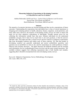- 1 - Measuring Subjective Expectations in Developing Countries: A