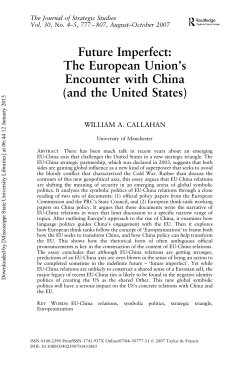 Future Imperfect: The European Union`s Encounter with China (and